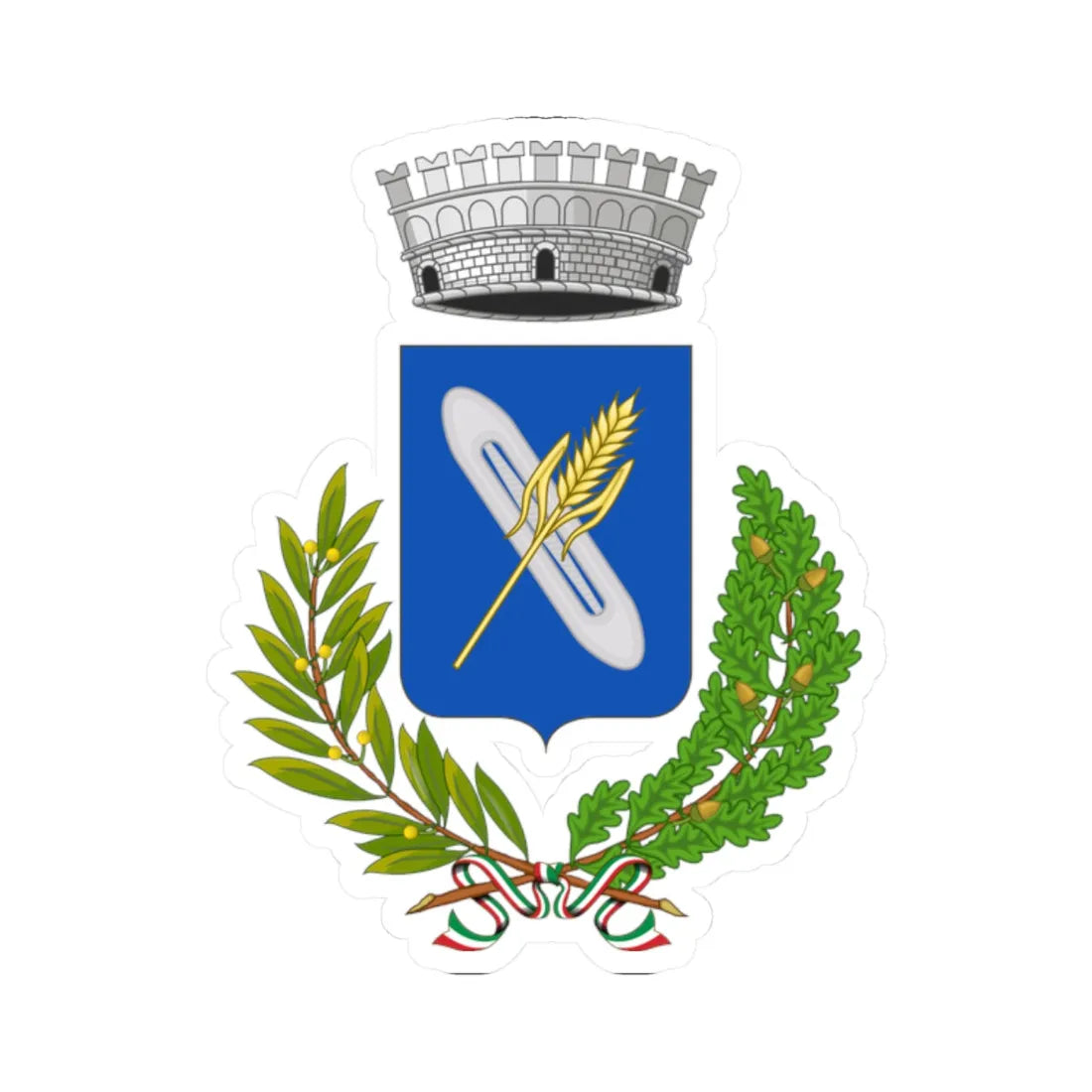 Vaiano-Stemma (Italy) (Coat of Arms) STICKER Vinyl Kiss-Cut Decal 2 Inch White - The Sticker Space