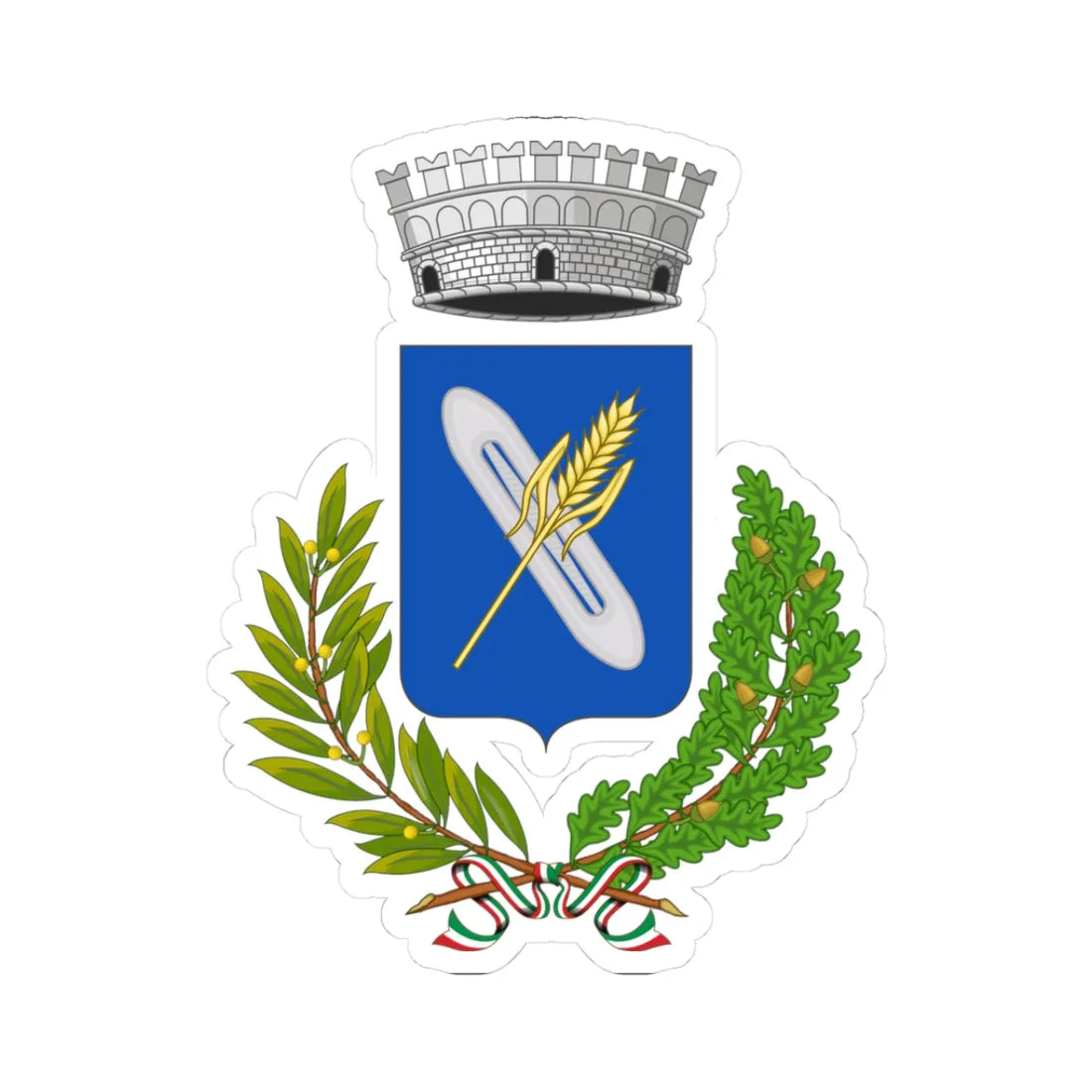 Vaiano-Stemma (Italy) (Coat of Arms) STICKER Vinyl Kiss-Cut Decal 3 Inch White - The Sticker Space