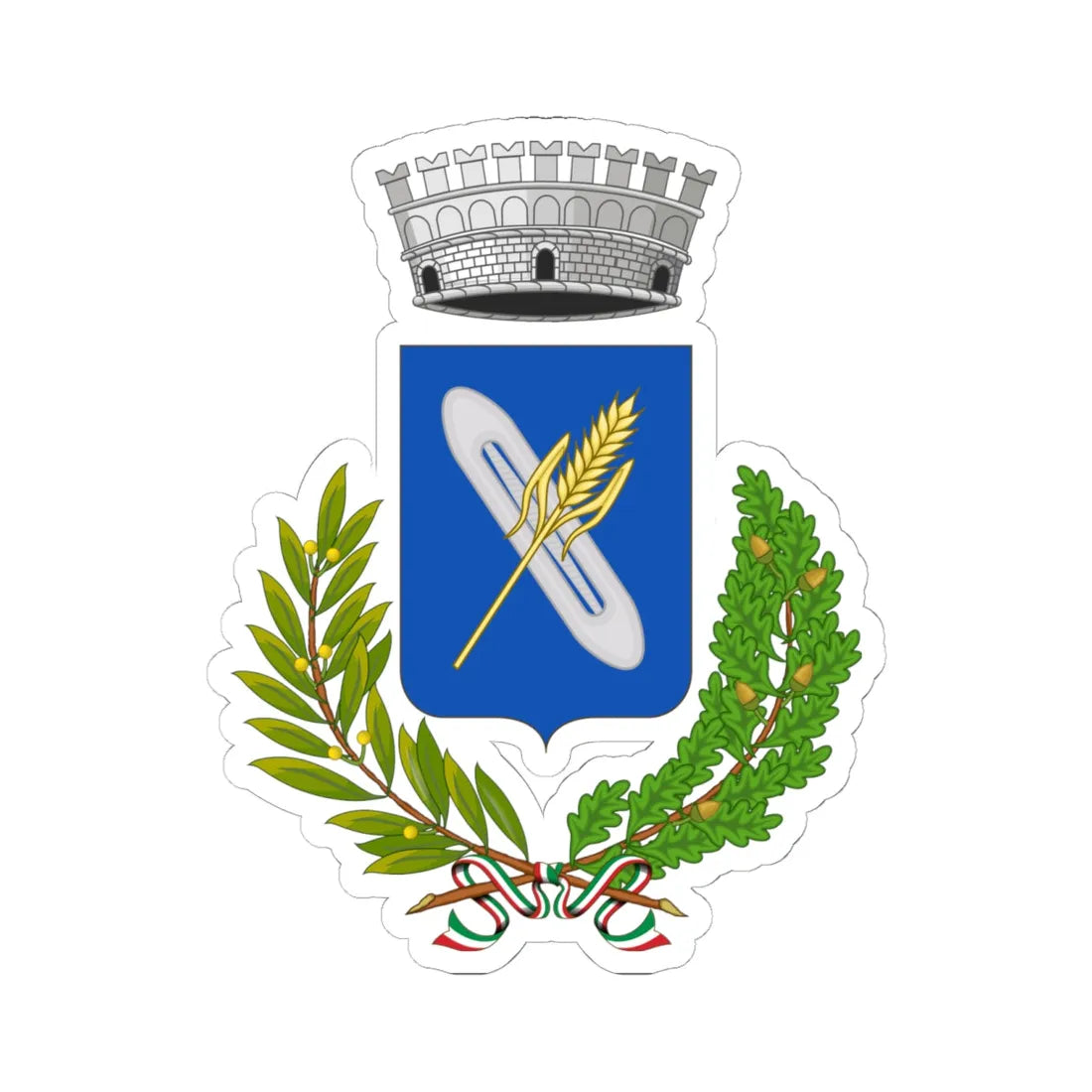 Vaiano-Stemma (Italy) (Coat of Arms) STICKER Vinyl Kiss-Cut Decal 6 Inch White - The Sticker Space