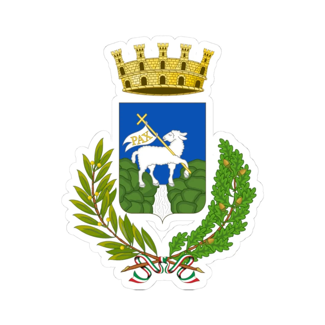 Valdagno-Stemma (Italy) (Coat of Arms) STICKER Vinyl Kiss-Cut Decal 3 Inch White - The Sticker Space