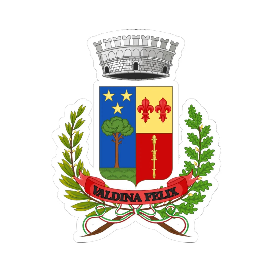 Valdina-Stemma (Italy) (Coat of Arms) STICKER Vinyl Kiss-Cut Decal 3 Inch White - The Sticker Space