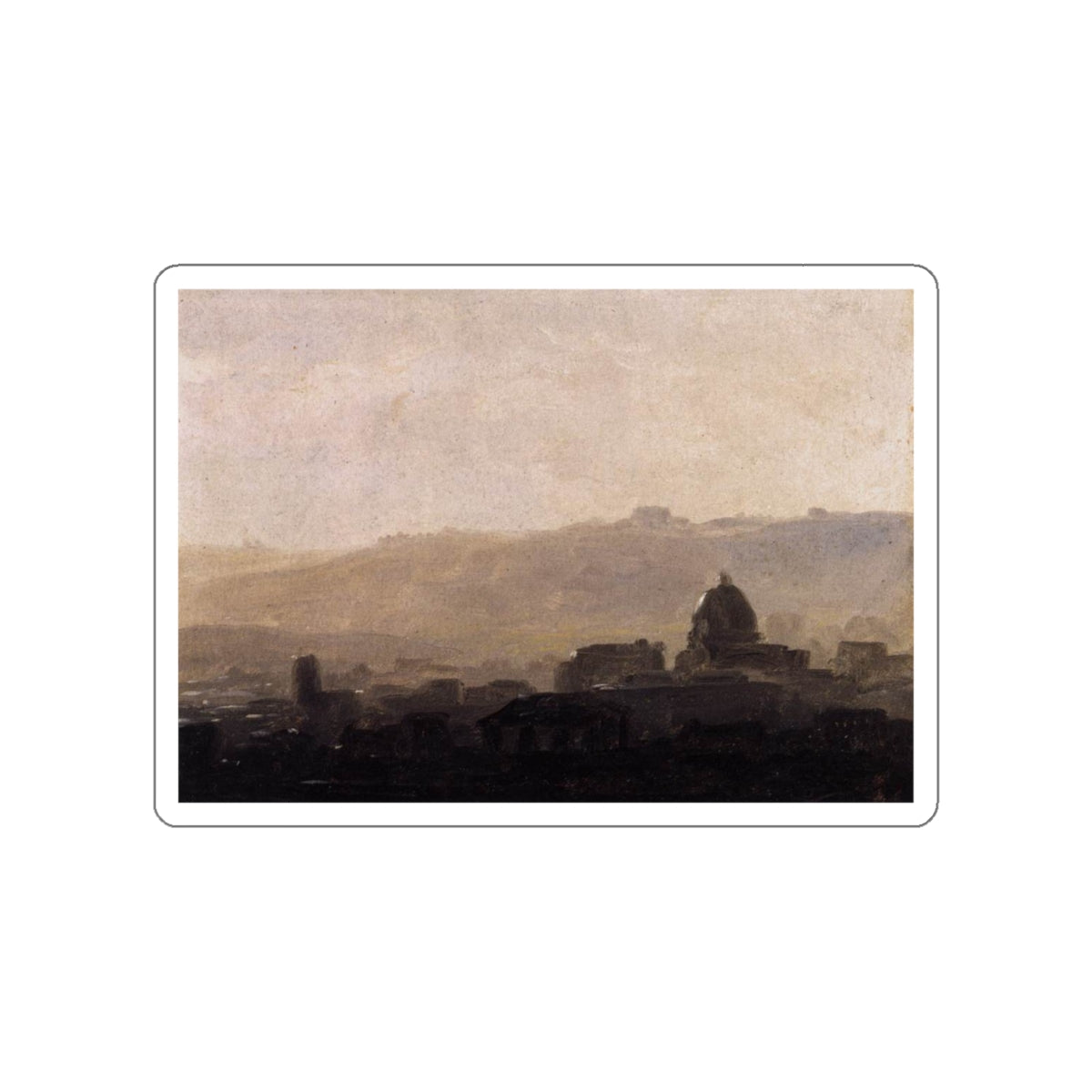 VALENCIENNES, Pierre-Henri de - View of Rome in the Morning (Artwork) STICKER Vinyl Die-Cut Decal-White-The Sticker Space