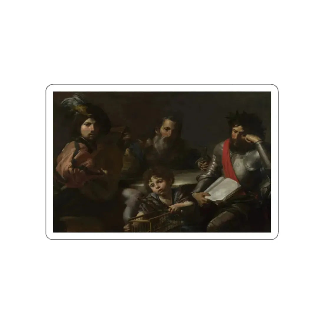 Valentin de Boulogne - The Four Ages of Man (Artwork) STICKER Vinyl Die-Cut Decal White Die-Cut 2 Inch - The Sticker Space