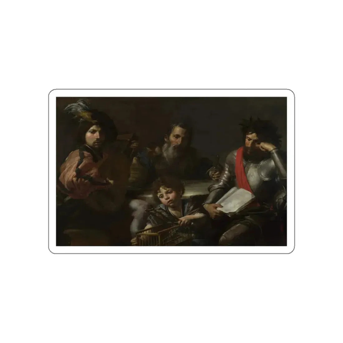 Valentin de Boulogne - The Four Ages of Man (Artwork) STICKER Vinyl Die-Cut Decal White Die-Cut 6 Inch - The Sticker Space