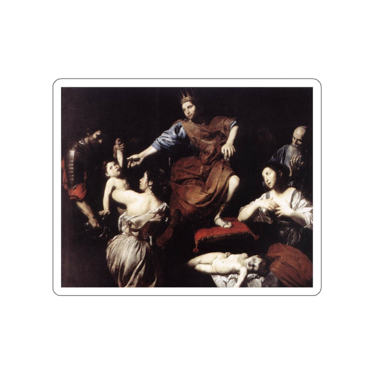 VALENTIN DE BOULOGNE - The Judgment of Solomon (Artwork) STICKER Vinyl Die-Cut Decal-White-The Sticker Space