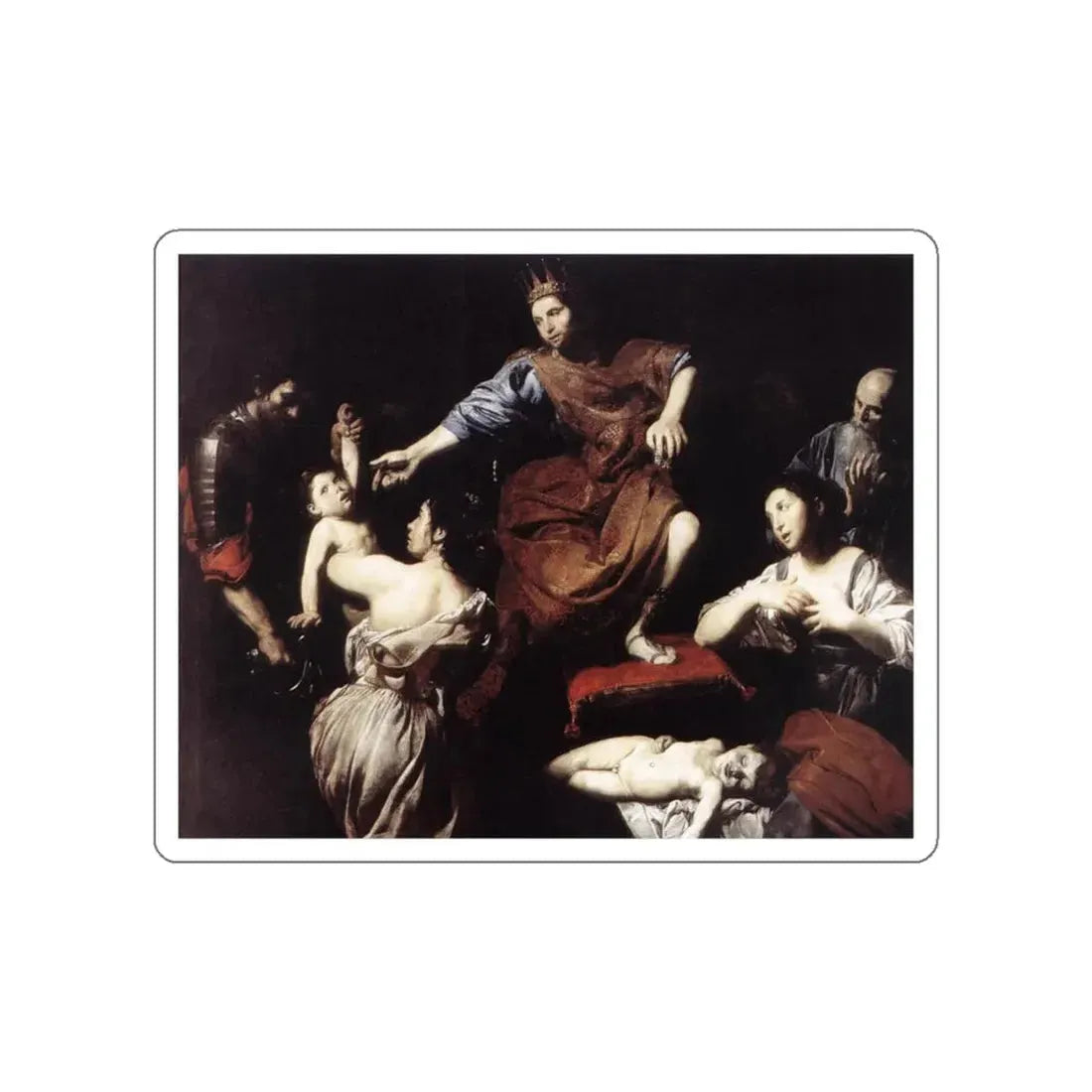 VALENTIN DE BOULOGNE - The Judgment of Solomon (Artwork) STICKER Vinyl Die-Cut Decal White Die-Cut 4 Inch - The Sticker Space