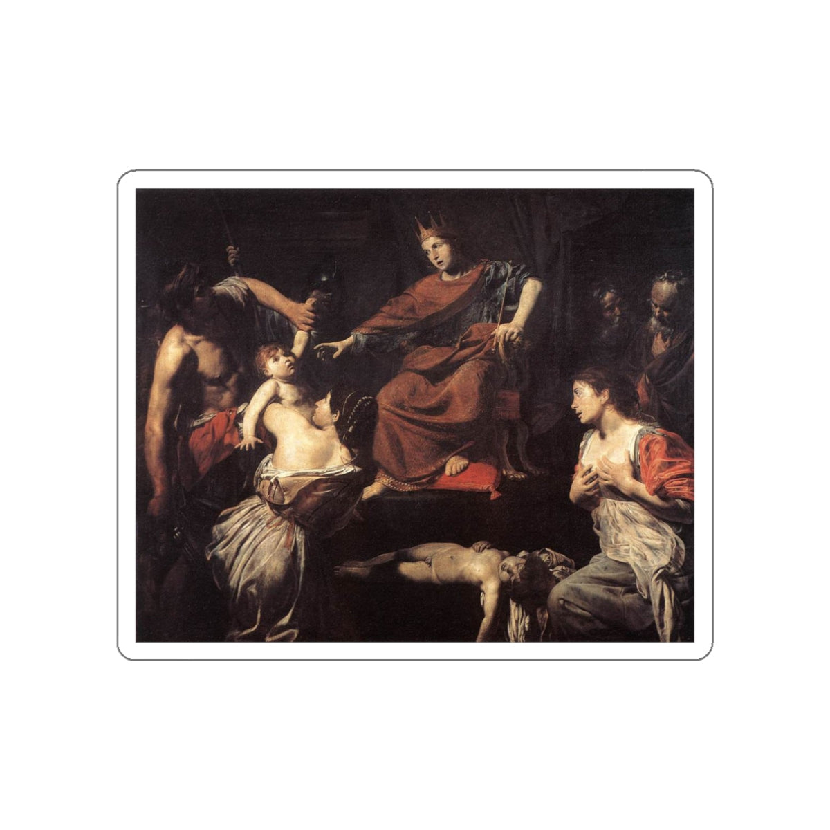 VALENTIN DE BOULOGNE - The Judgment of Solomon2 (Artwork) STICKER Vinyl Die-Cut Decal-White-The Sticker Space