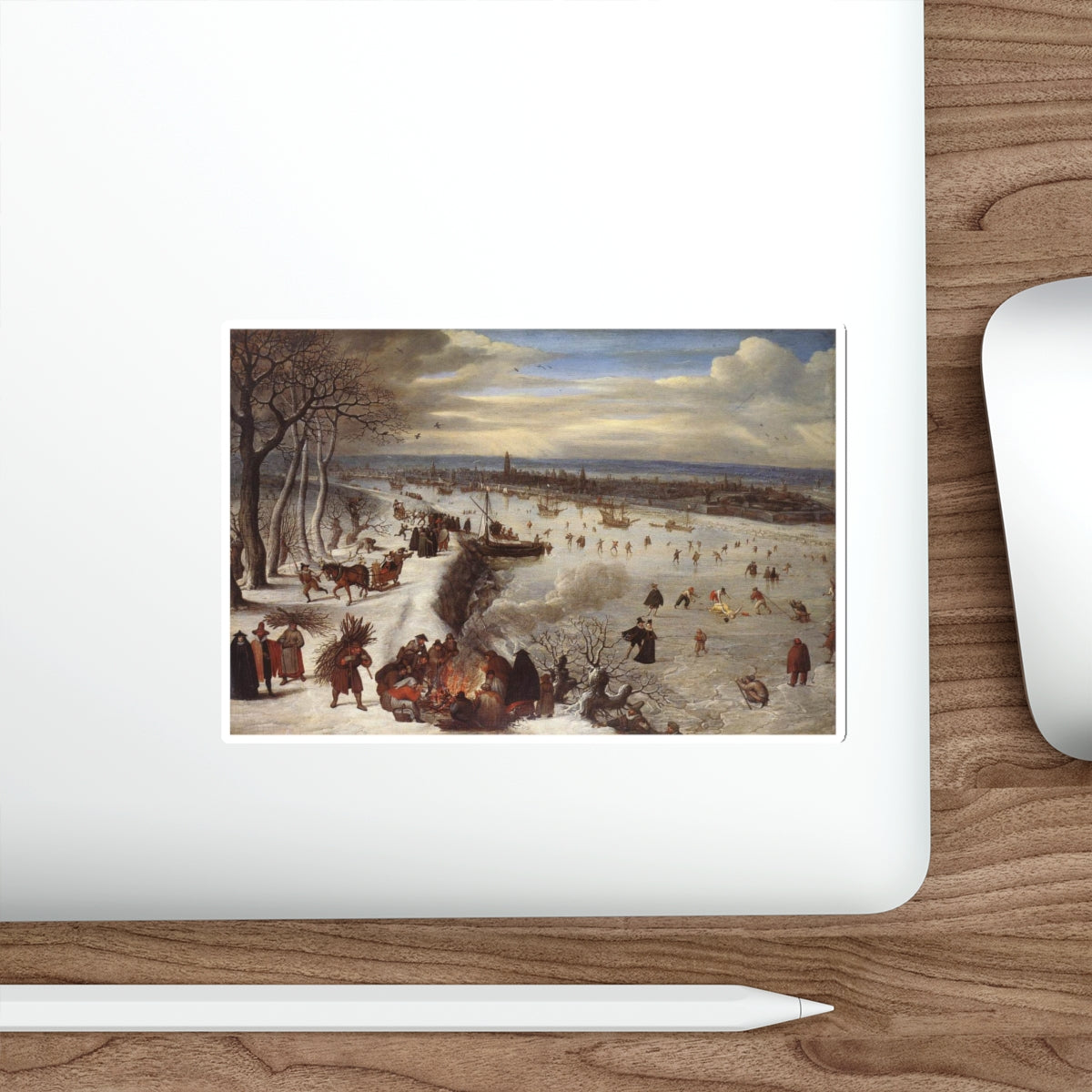 VALKENBORCH, Lucas van - View of Antwerp with the Frozen Schelde (Artwork) STICKER Vinyl Die-Cut Decal-The Sticker Space