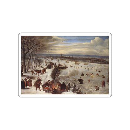 VALKENBORCH, Lucas van - View of Antwerp with the Frozen Schelde (Artwork) STICKER Vinyl Die-Cut Decal-White-The Sticker Space