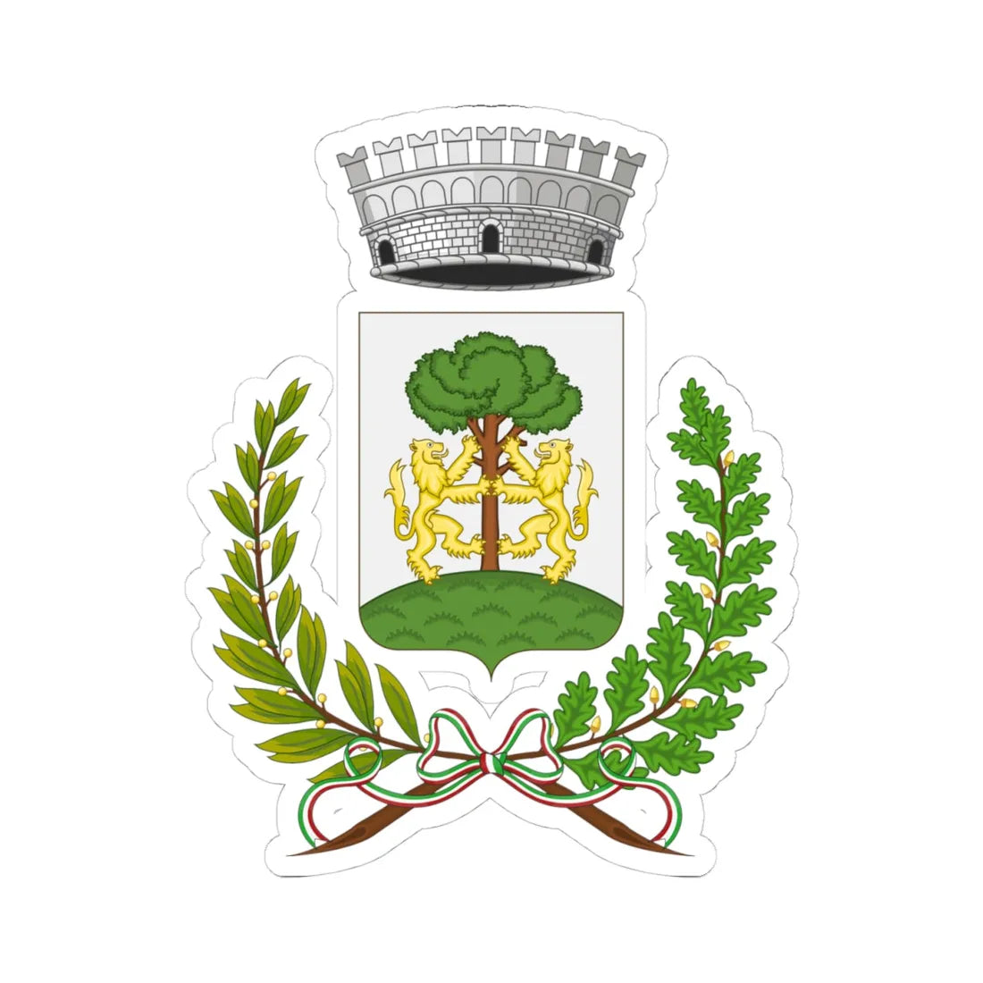 Valle dellAngelo-Stemma (Italy) (Coat of Arms) STICKER Vinyl Kiss-Cut Decal 4 Inch White - The Sticker Space