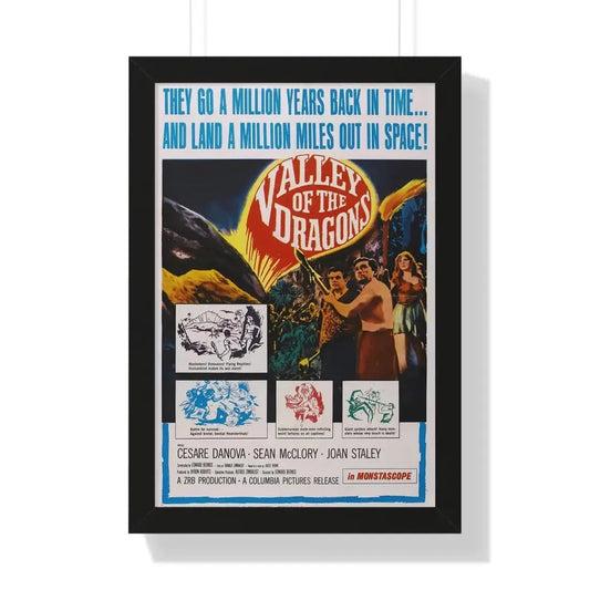 VALLEY OF THE DRAGONS 1961 - Framed Movie Poster 16″ x 24″ Black - The Sticker Space