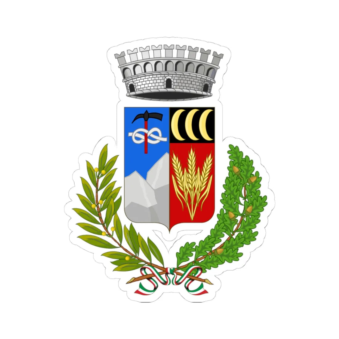 Valtournenche-Stemma (Italy) (Coat of Arms) STICKER Vinyl Kiss-Cut Decal 4 Inch White - The Sticker Space