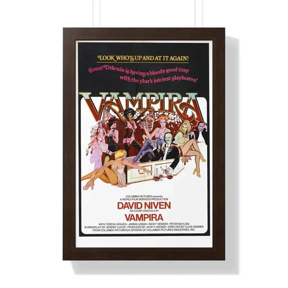 VAMPIRA 1974 - Framed Movie Poster 16″ x 24″ Walnut - The Sticker Space