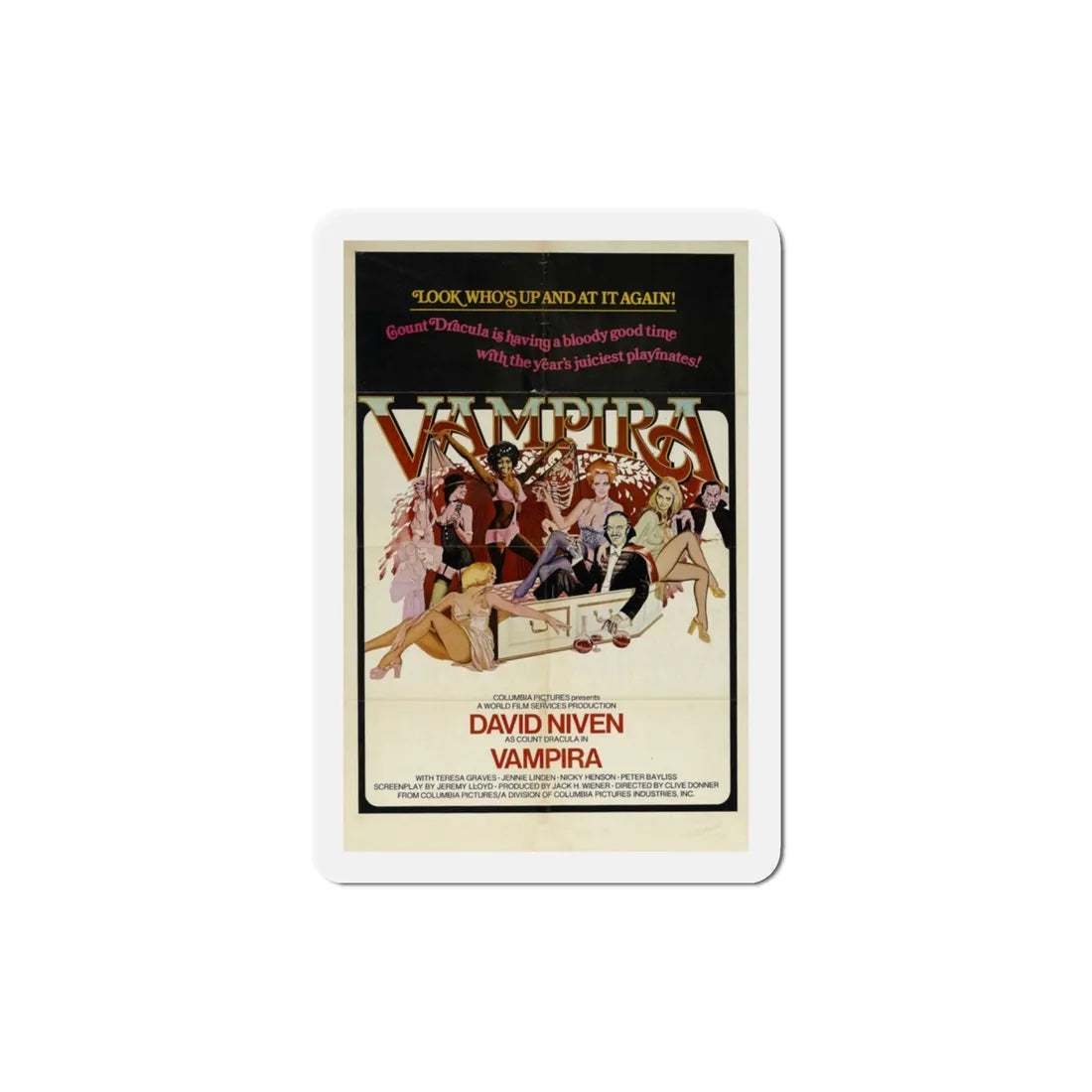 Vampira 1974 Movie Poster Refrigerator Magnet 3 Inch - The Sticker Space