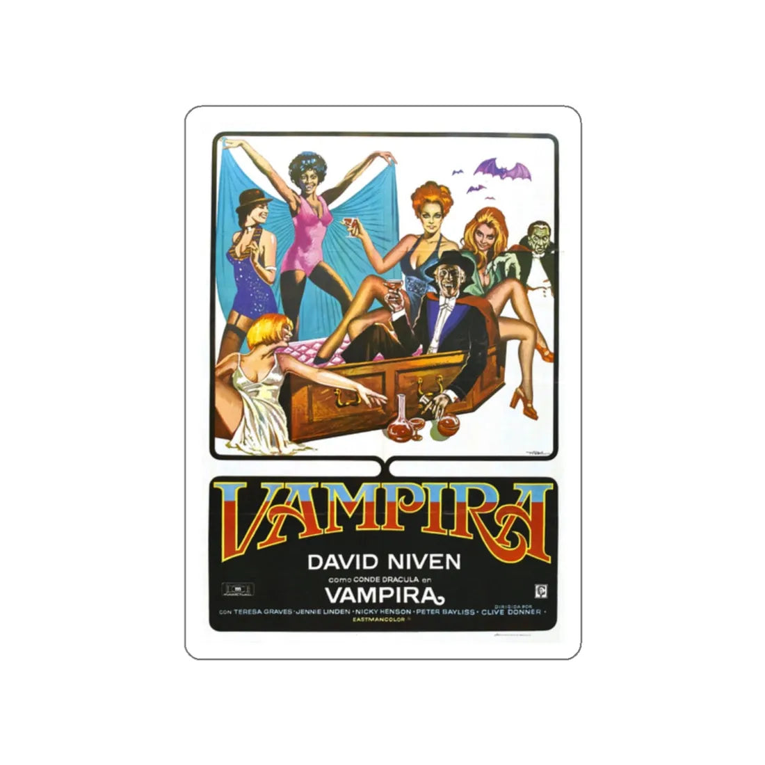 VAMPIRA (2) 1974 Movie Poster STICKER Vinyl Die-Cut Decal 2 Inch - The Sticker Space