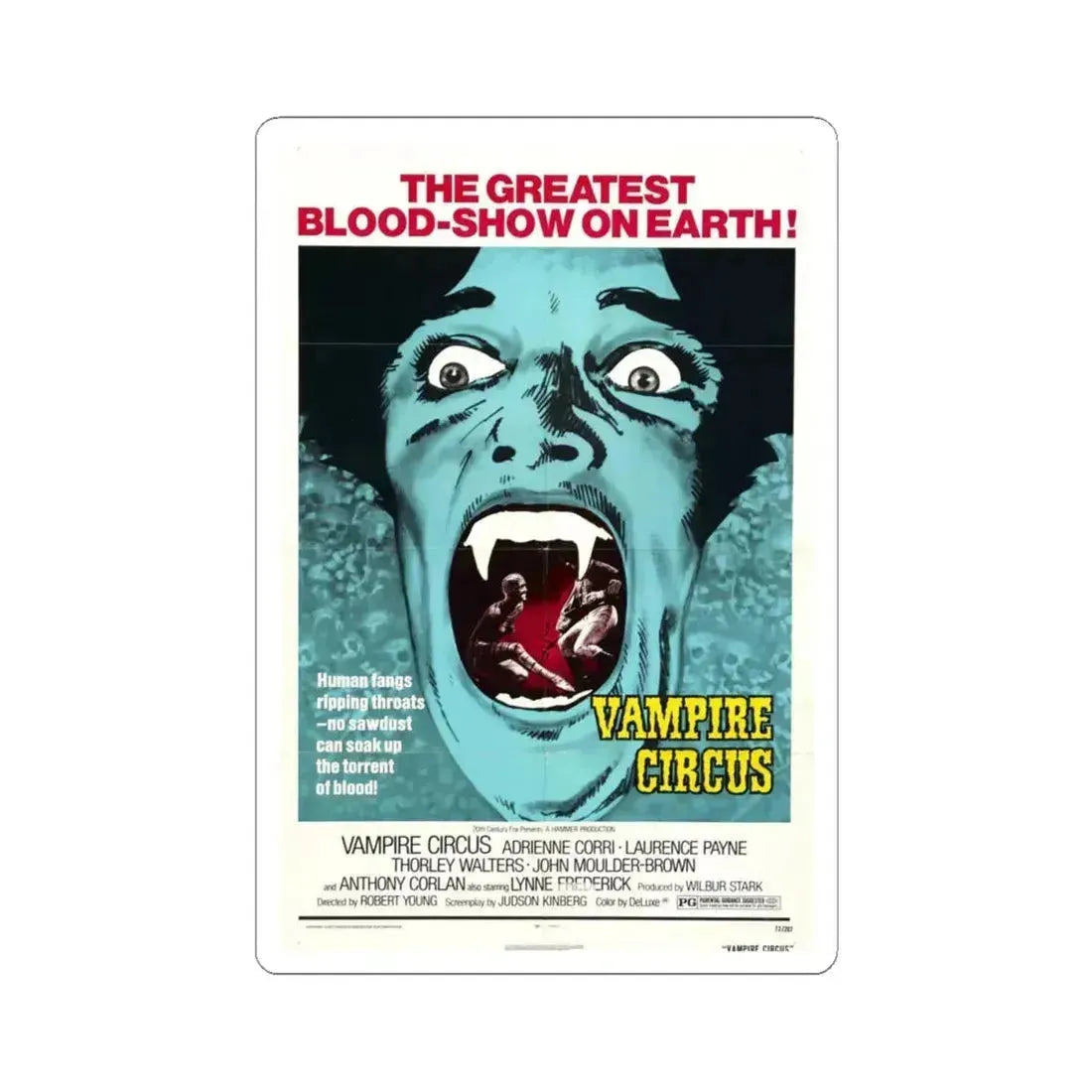 Vampire Circus 1972 Movie Poster - STICKER Vinyl Kiss-Cut Decal 4 Inch White - The Sticker Space