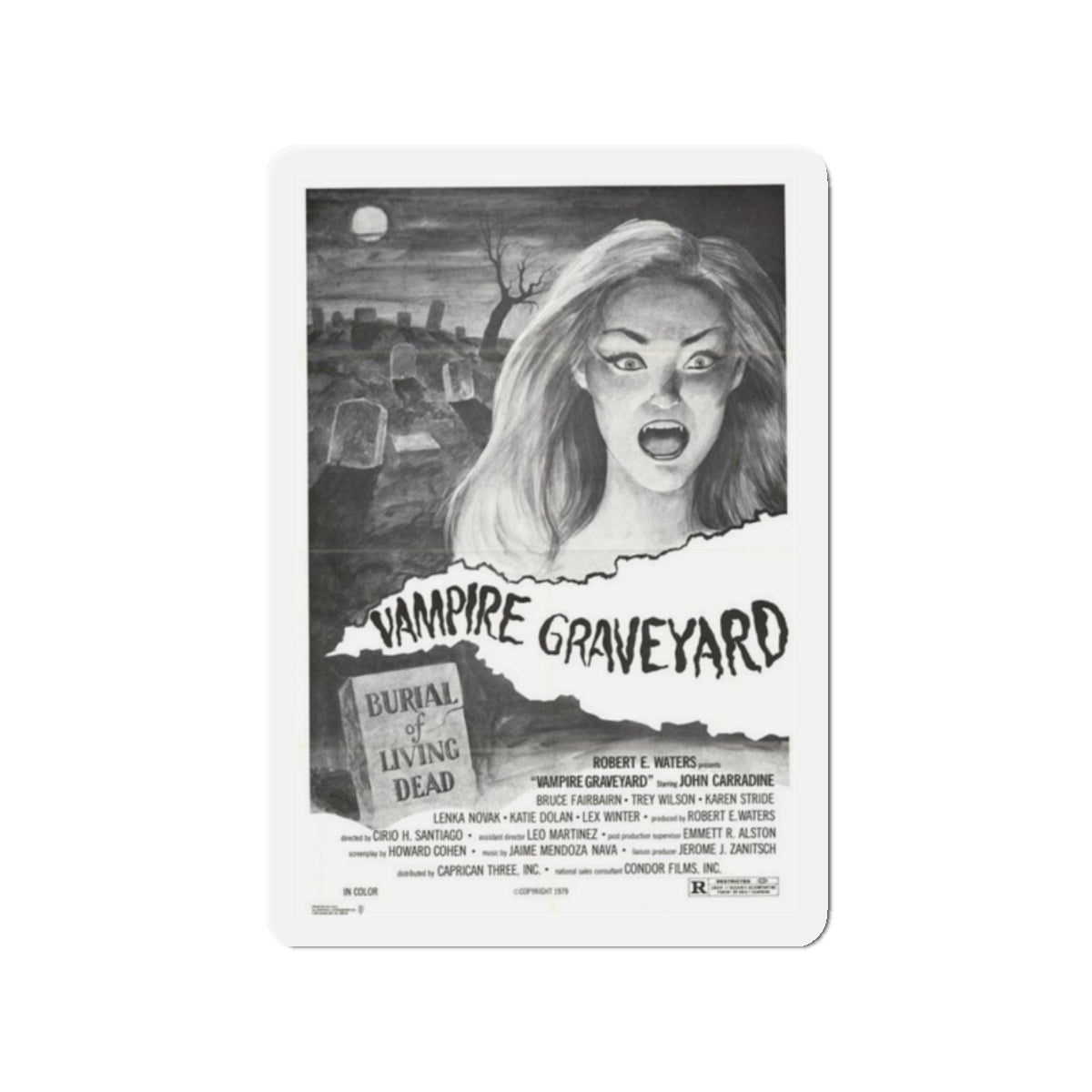 VAMPIRE GRAVEYARD (VAMPIRE HOOKERS) 1978 Movie Poster - Refrigerator Magnet-2 Inch-Die-Cut-The Sticker Space