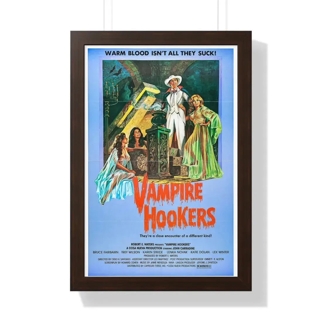 VAMPIRE HOOKERS 1978 - Framed Movie Poster 16″ x 24″ Walnut - The Sticker Space