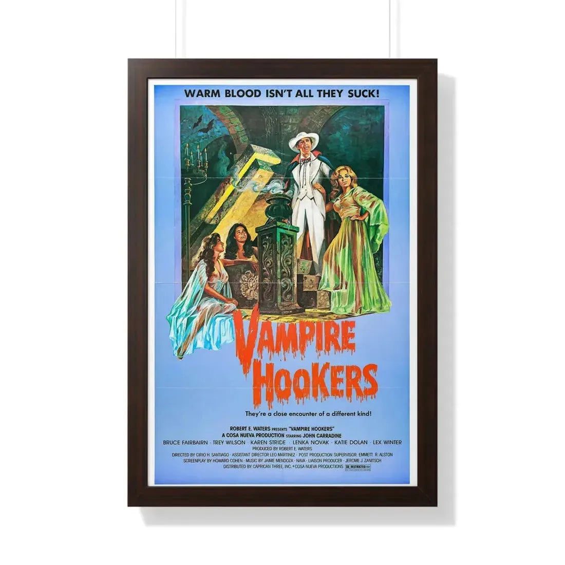 VAMPIRE HOOKERS 1978 - Framed Movie Poster 20" x 30" Walnut - The Sticker Space