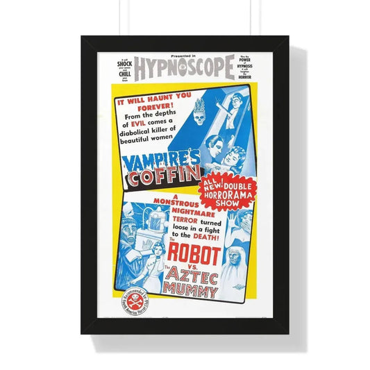 VAMPIRE'S COFFIN + THE ROBOT VS THE AZTEC MUMMY 1964 - Framed Movie Poster 16″ x 24″ Black - The Sticker Space