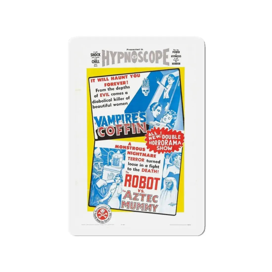 VAMPIRE'S COFFIN + THE ROBOT VS THE AZTEC MUMMY 1964 Movie Poster - Refrigerator Magnet 3 Inch - The Sticker Space