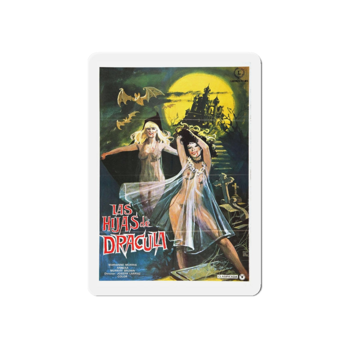 VAMPYRES (2) 1975 Movie Poster - Refrigerator Magnet-6 × 6"-Die-Cut-The Sticker Space