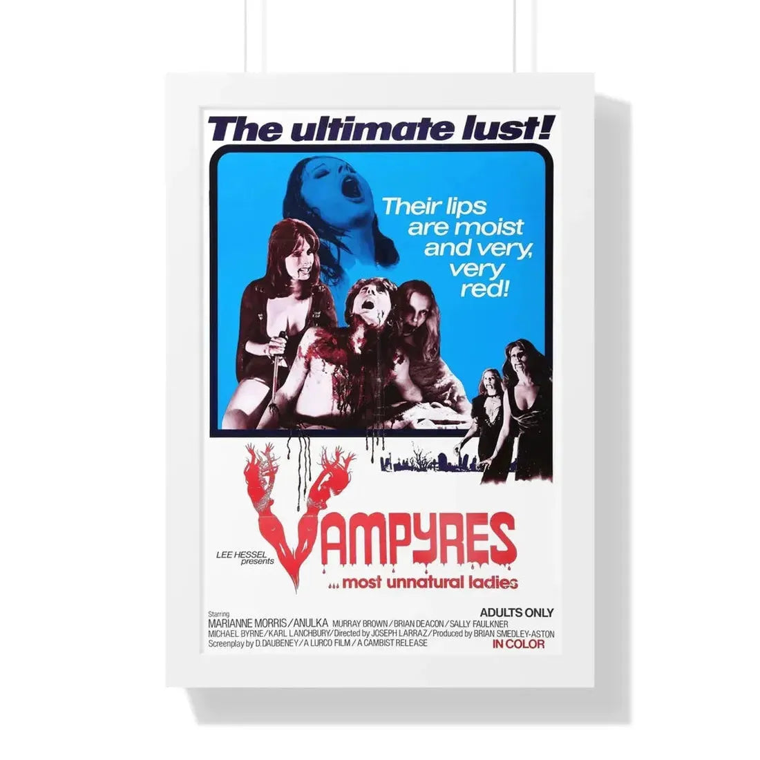 VAMPYRES (3) 1975 - Framed Movie Poster 16″ x 24″ White - The Sticker Space