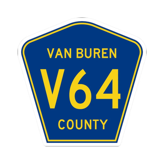 Van Buren County Route V64 IA (Iowa) (Road Sign) STICKER Vinyl Kiss-Cut Decal 2 Inch White - The Sticker Space