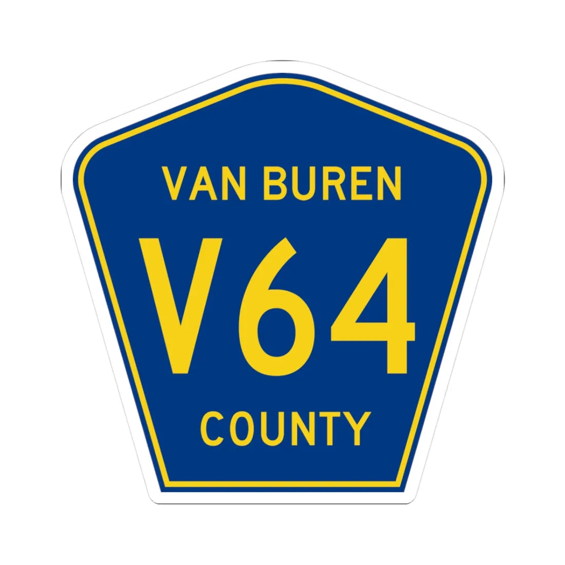 Van Buren County Route V64 IA (Iowa) (Road Sign) STICKER Vinyl Kiss-Cut Decal 3 Inch White - The Sticker Space