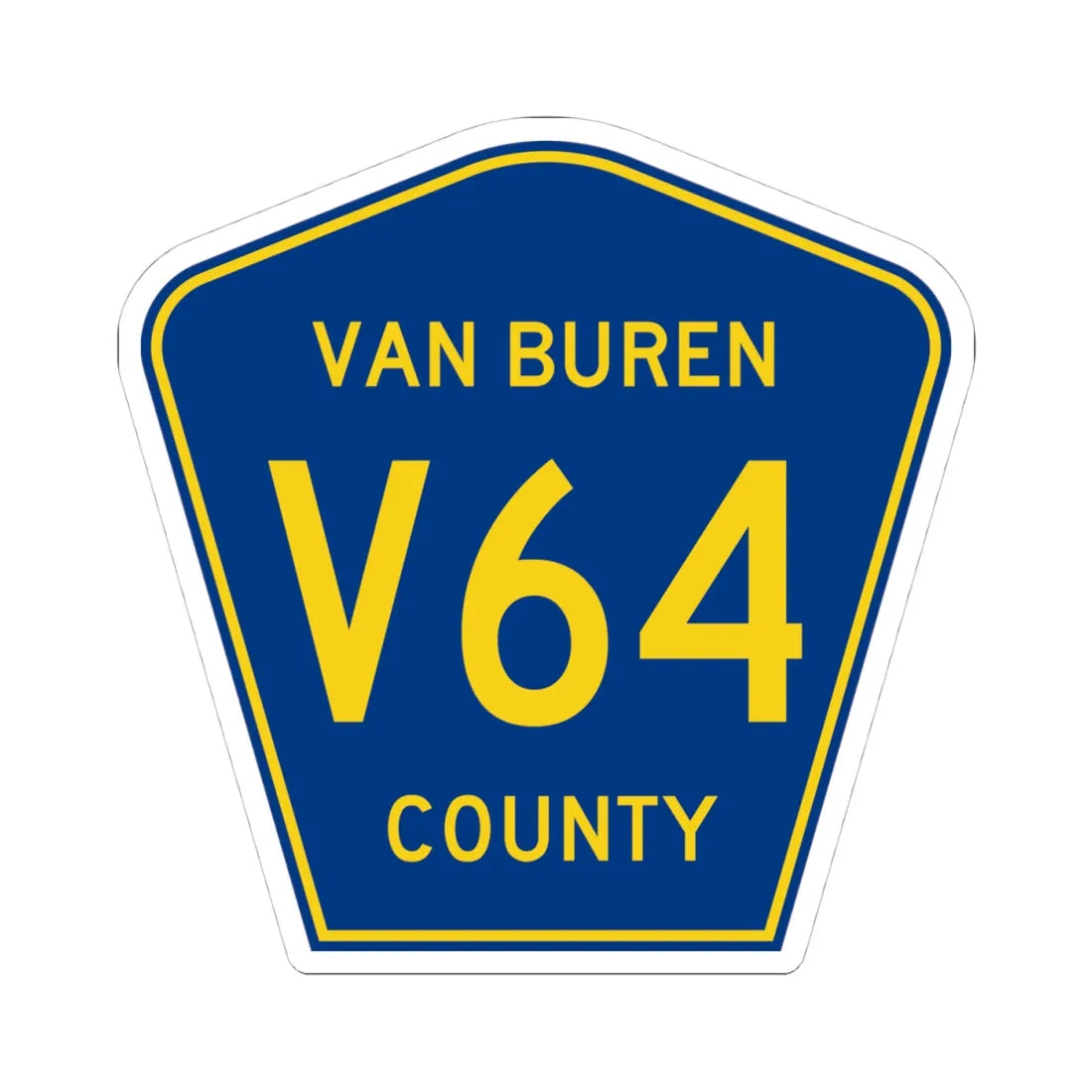 Van Buren County Route V64 IA (Iowa) (Road Sign) STICKER Vinyl Kiss-Cut Decal 4 Inch White - The Sticker Space