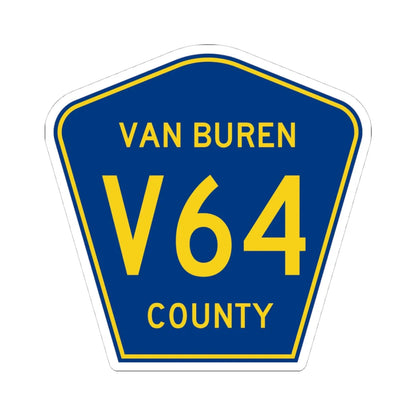 Van Buren County Route V64 IA (Iowa) (Road Sign) STICKER Vinyl Kiss-Cut Decal 4 Inch White - The Sticker Space