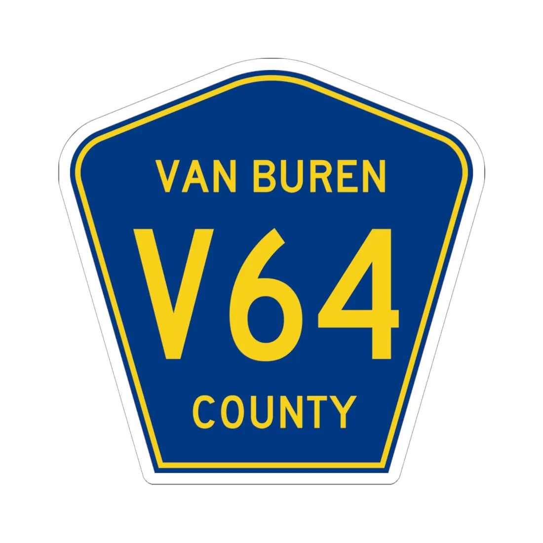 Van Buren County Route V64 IA (Iowa) (Road Sign) STICKER Vinyl Kiss-Cut Decal 6 Inch White - The Sticker Space