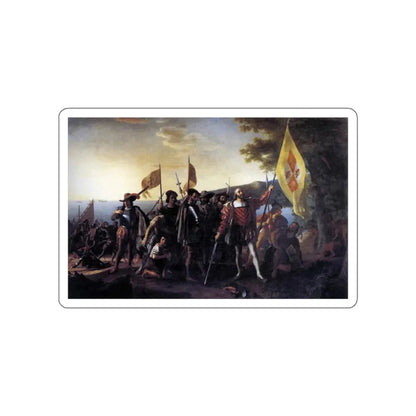 VANDERLYN, John - Columbus Landing at Guanahani, 1492 (Artwork) STICKER Vinyl Die-Cut Decal White Die-Cut 3 Inch - The Sticker Space