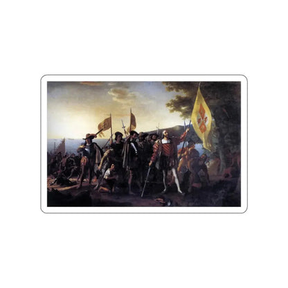VANDERLYN, John - Columbus Landing at Guanahani, 1492 (Artwork) STICKER Vinyl Die-Cut Decal White Die-Cut 5 Inch - The Sticker Space