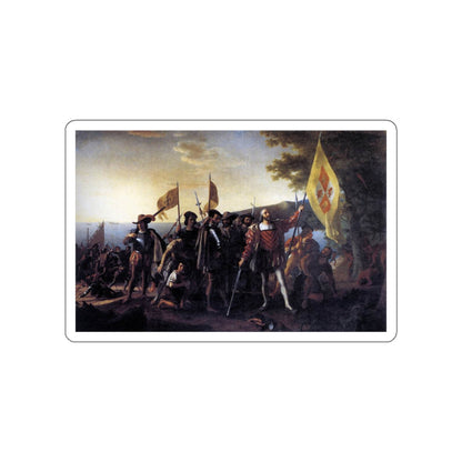 VANDERLYN, John - Columbus Landing at Guanahani, 1492 (Artwork) STICKER Vinyl Die-Cut Decal-White-The Sticker Space