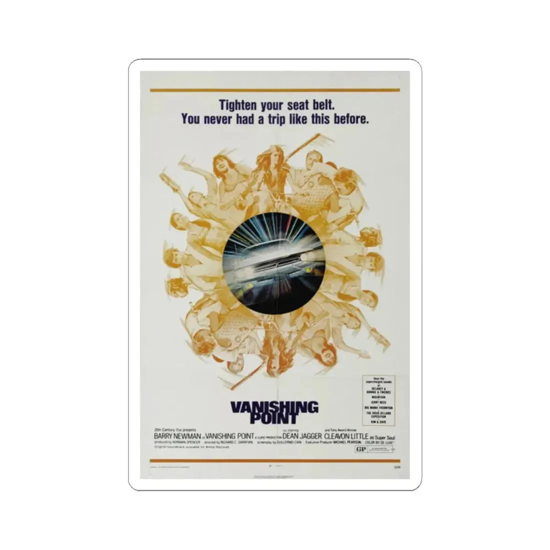 Vanishing Point 1971 Movie Poster - STICKER Vinyl Kiss-Cut Decal 2 Inch White - The Sticker Space