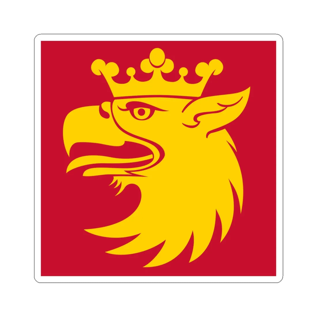 Vapenflagga for Skane lan (Sweden) STICKER Vinyl Kiss-Cut Decal 3 Inch White - The Sticker Space