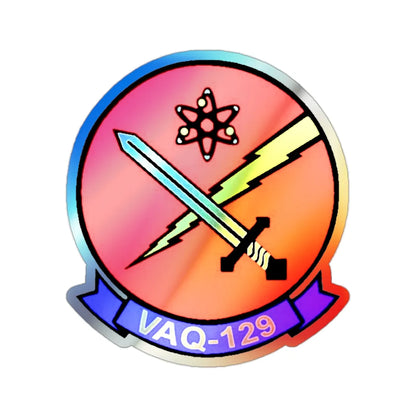 VAQ 129 (U.S. Navy) Holographic STICKER Die-Cut Vinyl Decal 2 Inch Holographic - The Sticker Space