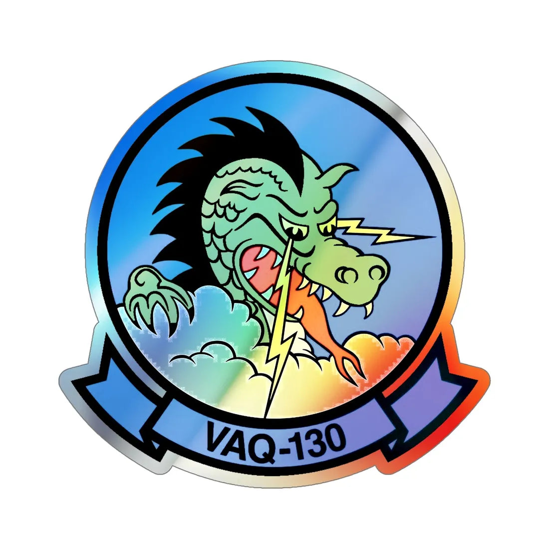 VAQ 130 Electronic Attack Squadron 130 (U.S. Navy) Holographic STICKER Die-Cut Vinyl Decal 6 Inch Holographic - The Sticker Space