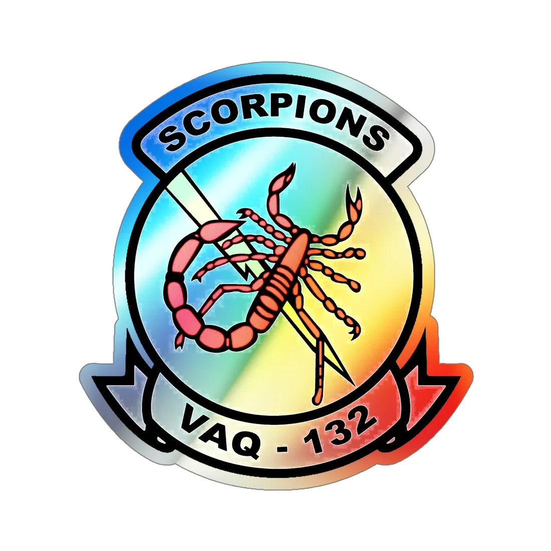 VAQ 132 Electronic Attack Squadron 132 (U.S. Navy) Holographic STICKER Die-Cut Vinyl Decal 5 Inch Holographic - The Sticker Space