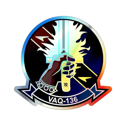 VAQ 136 Electronic Attack Squadron 136 (U.S. Navy) Holographic STICKER Die-Cut Vinyl Decal 4 Inch Holographic - The Sticker Space