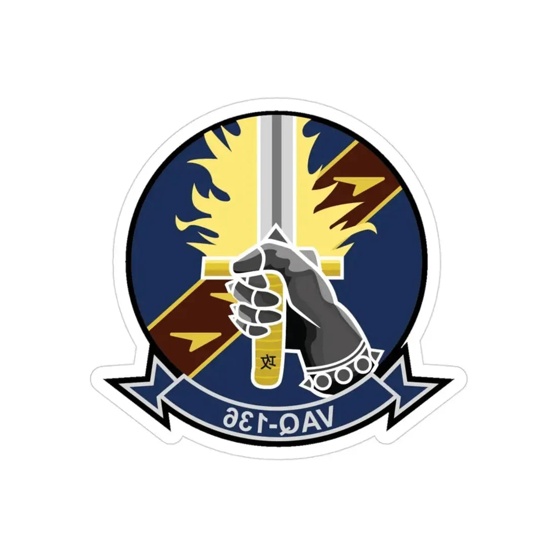 VAQ 136 Electronic Attack Squadron 136 (U.S. Navy) REVERSE PRINT Transparent Die-Cut STICKER 3 Inch Die-Cut Transparent - The Sticker Space