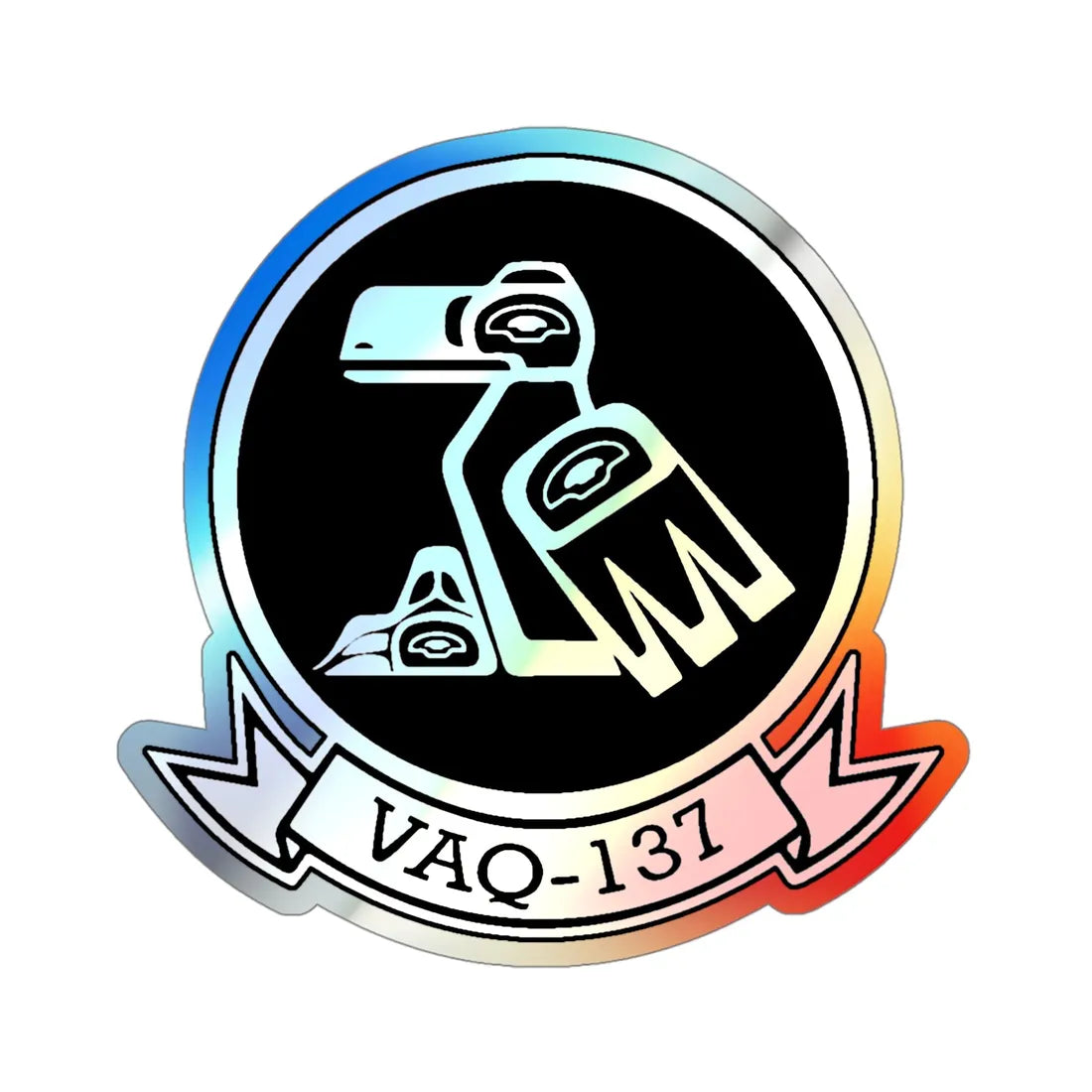 VAQ 137 ROOKS (U.S. Navy) Holographic STICKER Die-Cut Vinyl Decal 4 Inch Holographic - The Sticker Space
