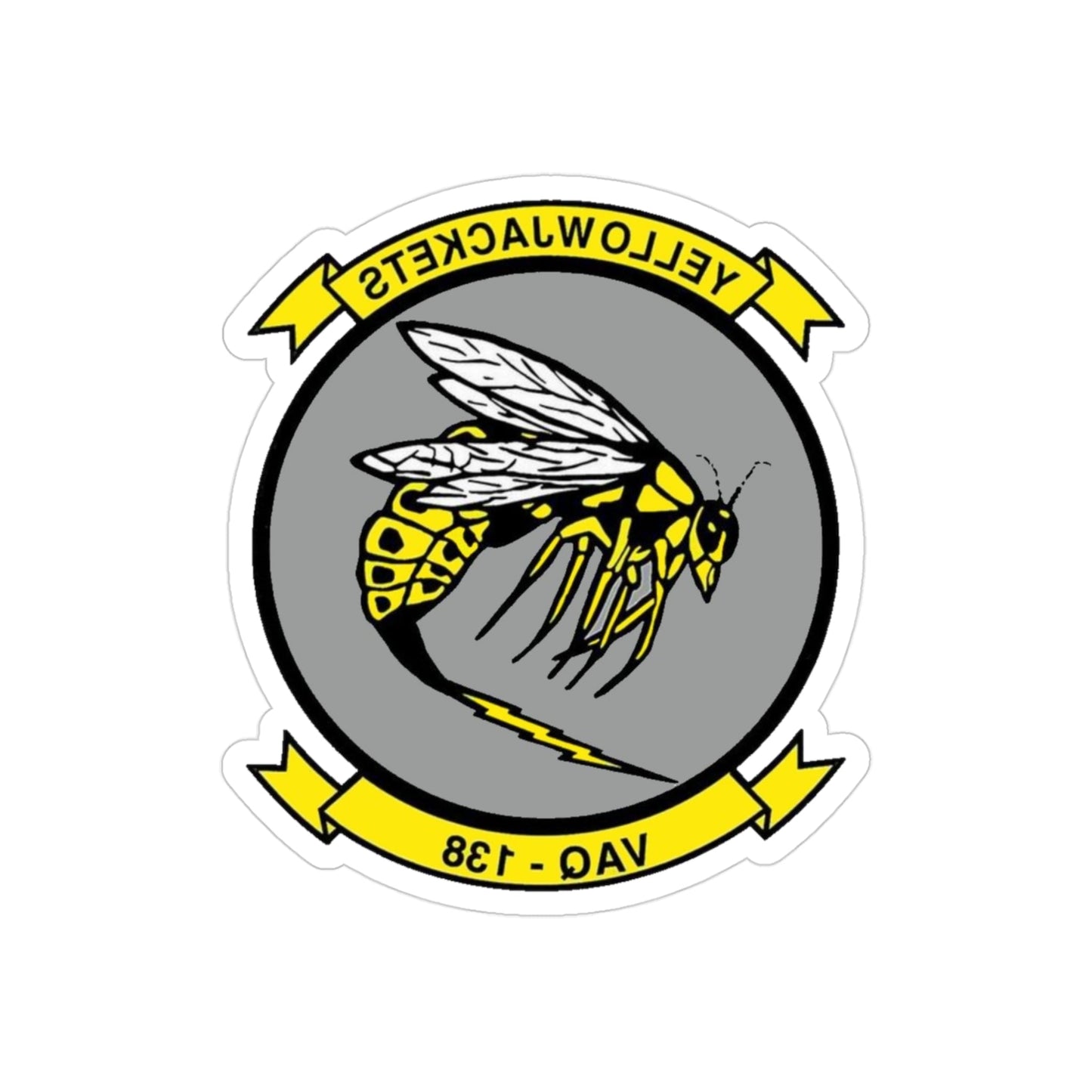 VAQ 138 Electronic Attack Squadron 138 (U.S. Navy) REVERSE PRINT Transparent STICKER-3" × 3"-The Sticker Space