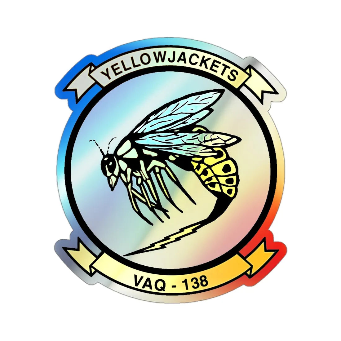 VAQ 138 Electronic Attack Squadron 138 (U.S. Navy) Holographic STICKER Die-Cut Vinyl Decal 3 Inch Holographic - The Sticker Space
