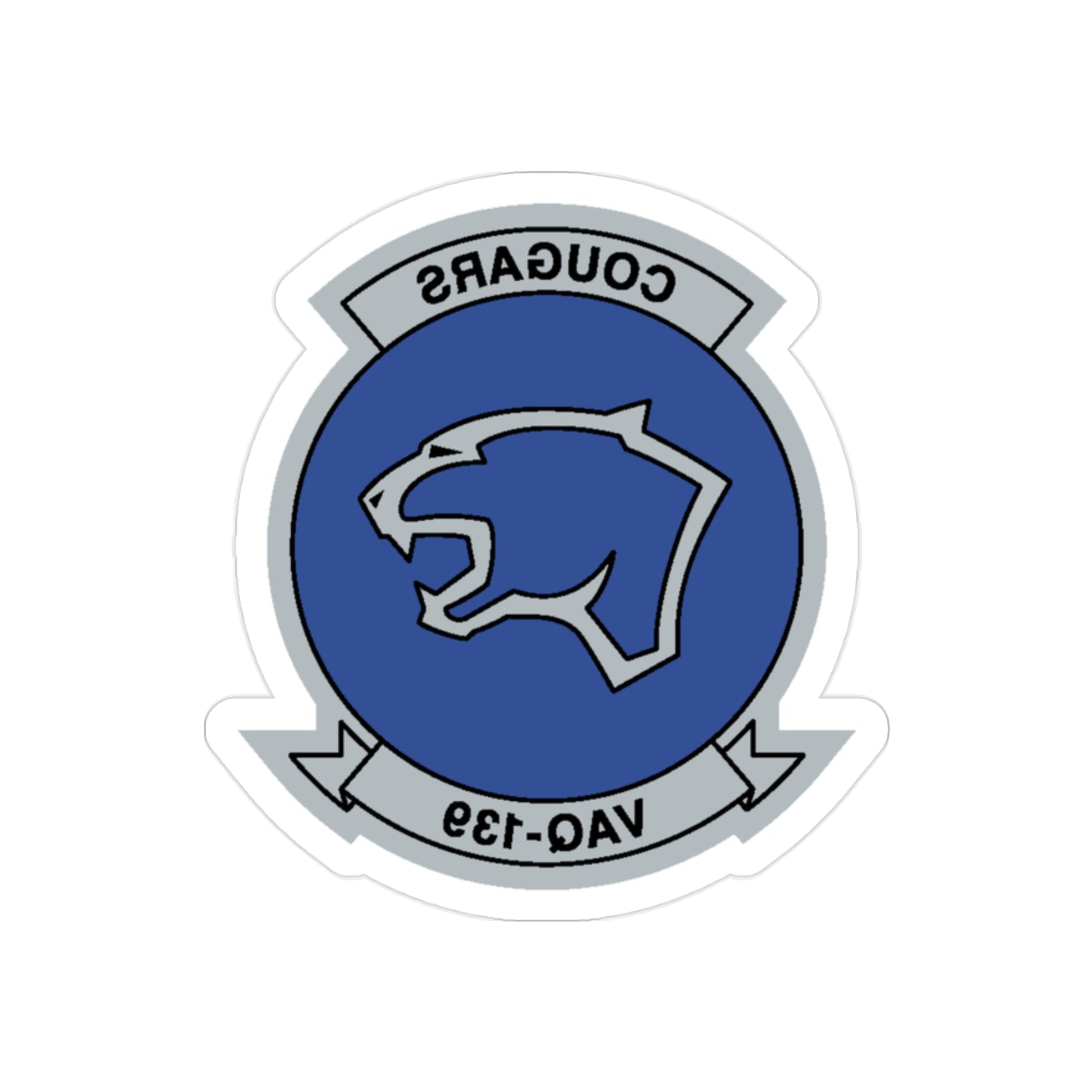 VAQ 139 Cougars (U.S. Navy) REVERSE PRINT Transparent STICKER-2" × 2"-The Sticker Space