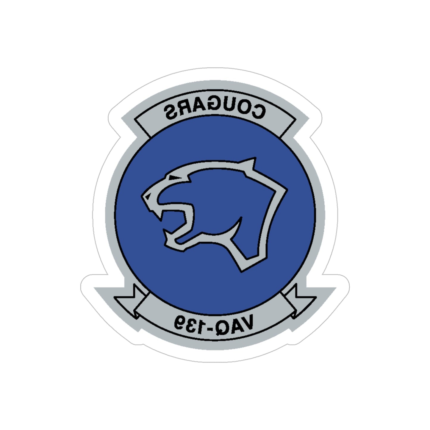 VAQ 139 Cougars (U.S. Navy) REVERSE PRINT Transparent STICKER-5" × 5"-The Sticker Space