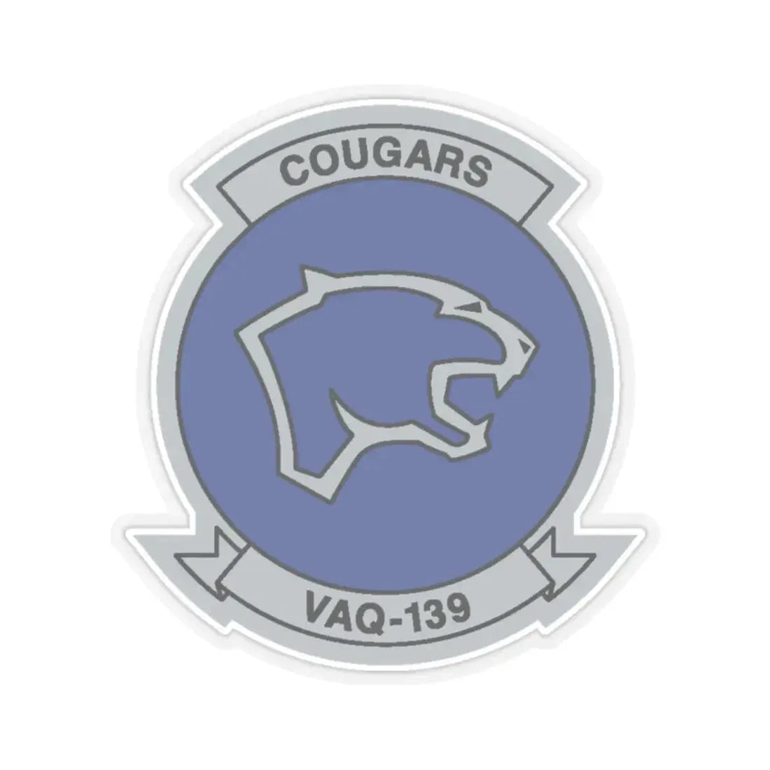 VAQ 139 Cougars (U.S. Navy) STICKER Vinyl Kiss-Cut Decal 2 Inch Transparent - The Sticker Space