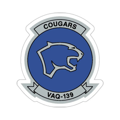 VAQ 139 Cougars (U.S. Navy) STICKER Vinyl Kiss-Cut Decal 2 Inch White - The Sticker Space