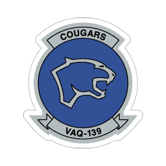 VAQ 139 Cougars (U.S. Navy) STICKER Vinyl Kiss-Cut Decal 2 Inch White - The Sticker Space
